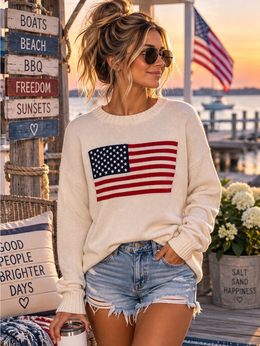 Wild Fable American Flag Knit Sweater – Size Large